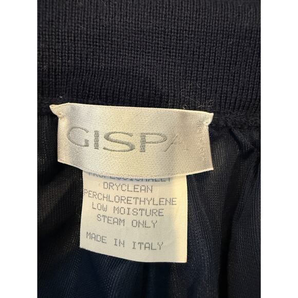 Gispa Long Merino wool Italian skirt w slit in back Large Navy made in Italy - Picture 5 of 6